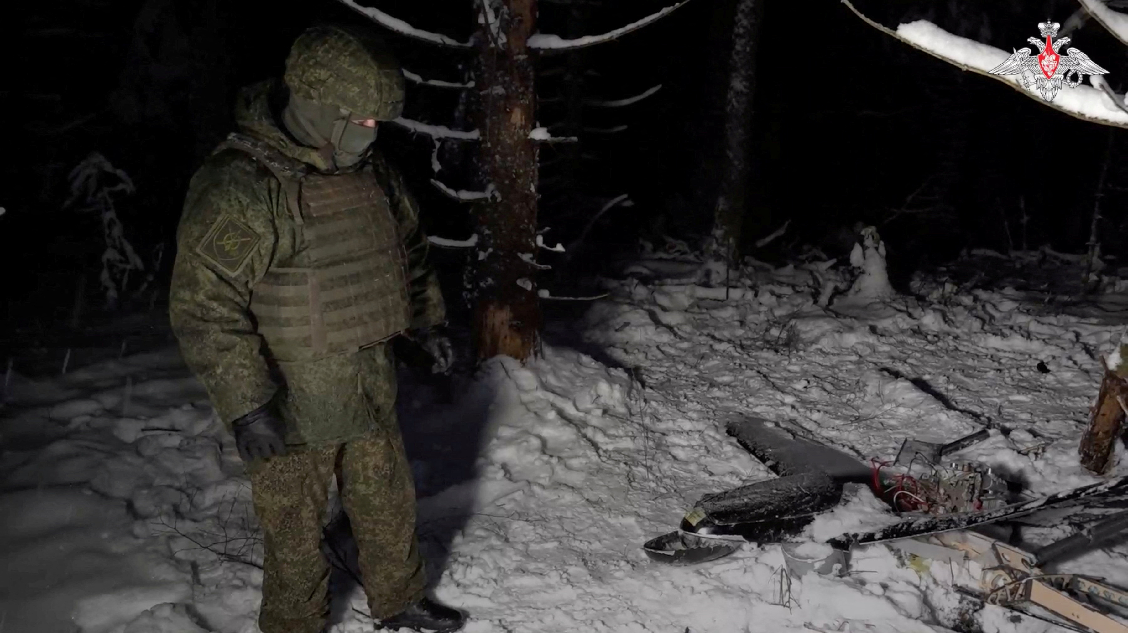 FILE PHOTO: Russian Defence ministry shows a downed drone following an alleged drone attack on Putin's residence