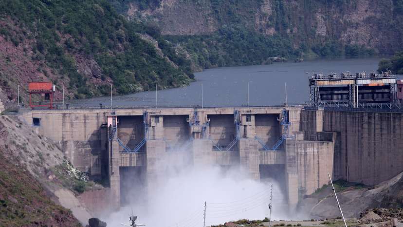 A view of the Uri-II hydroelectric project dam on the Jhelum River which flows from Indian Kashmir into Pakistan-administered Kashmir, near Uri