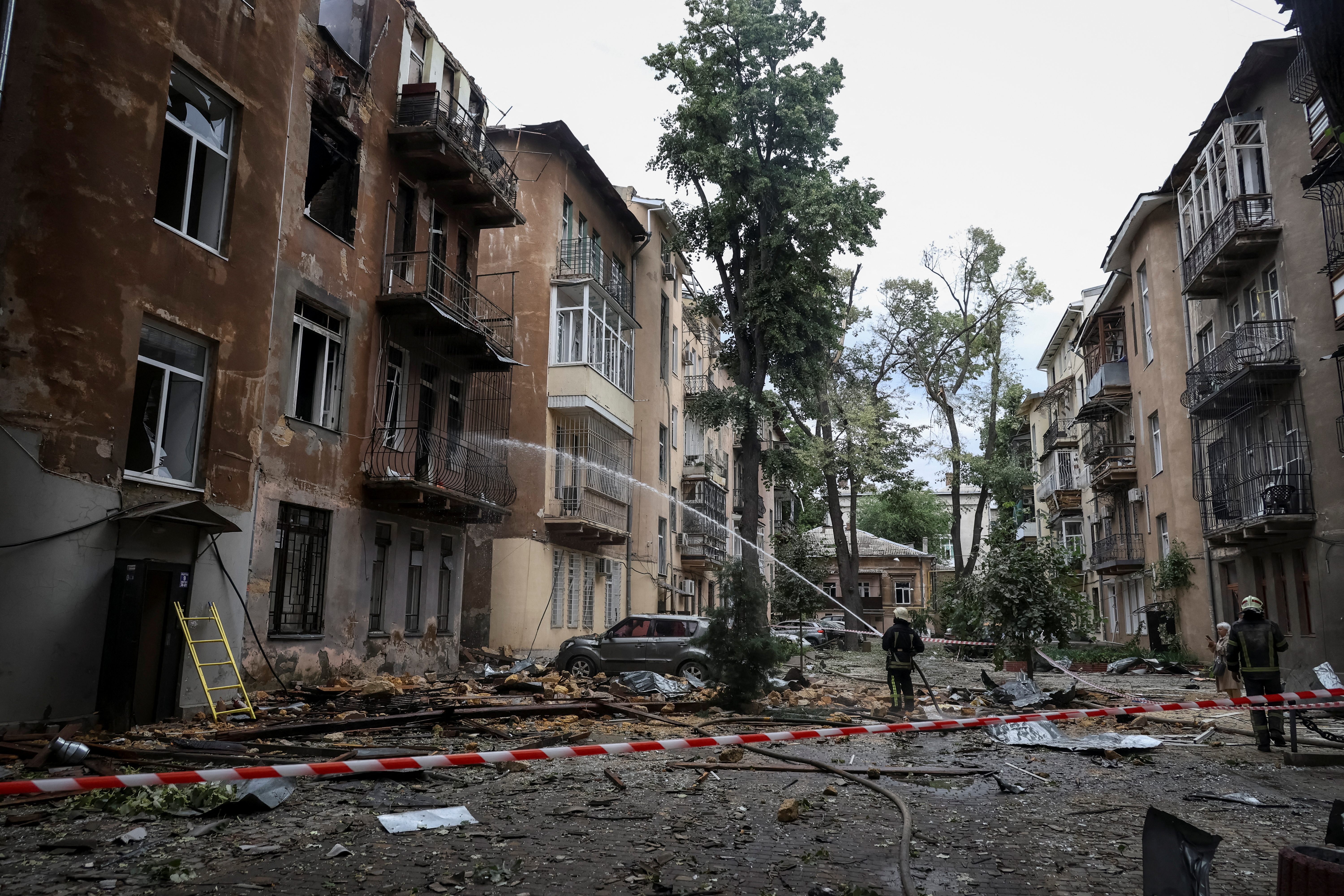 Aftermath of a Russian drone attack in Odesa
