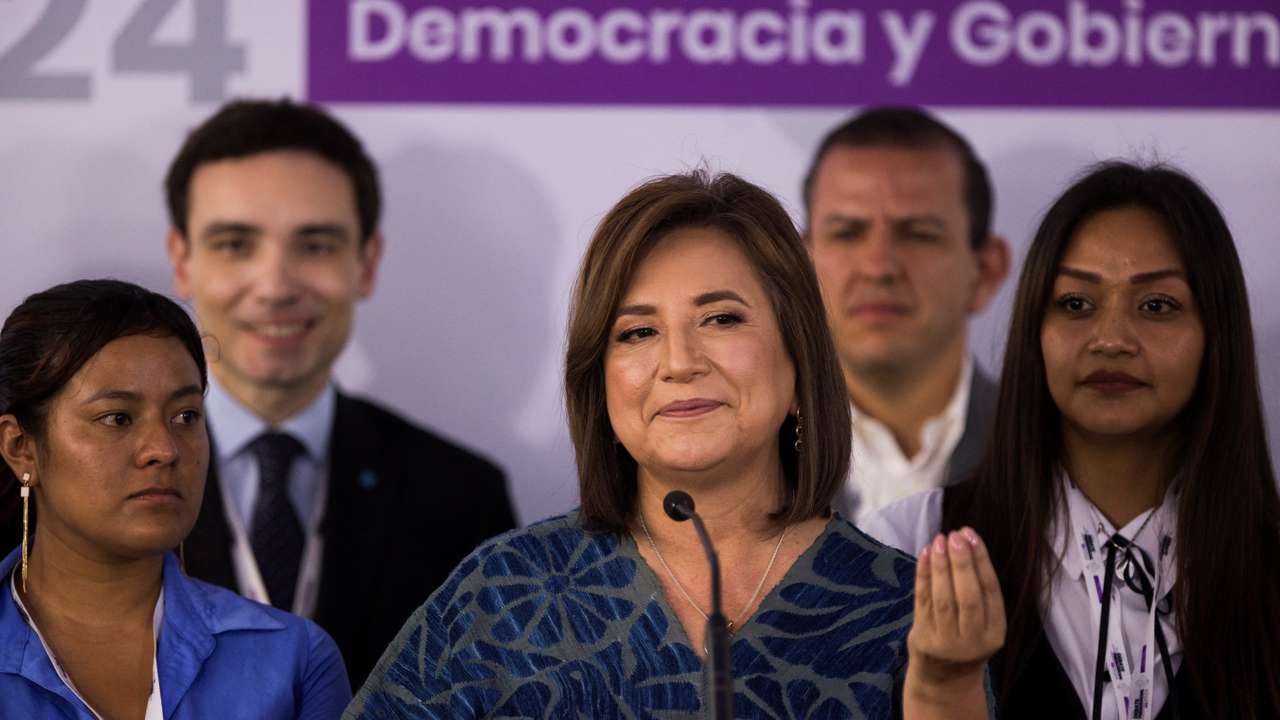 Presidential candidates attend the last presidential debate at the Tlatelolco University Cultural Center, in Mexico City