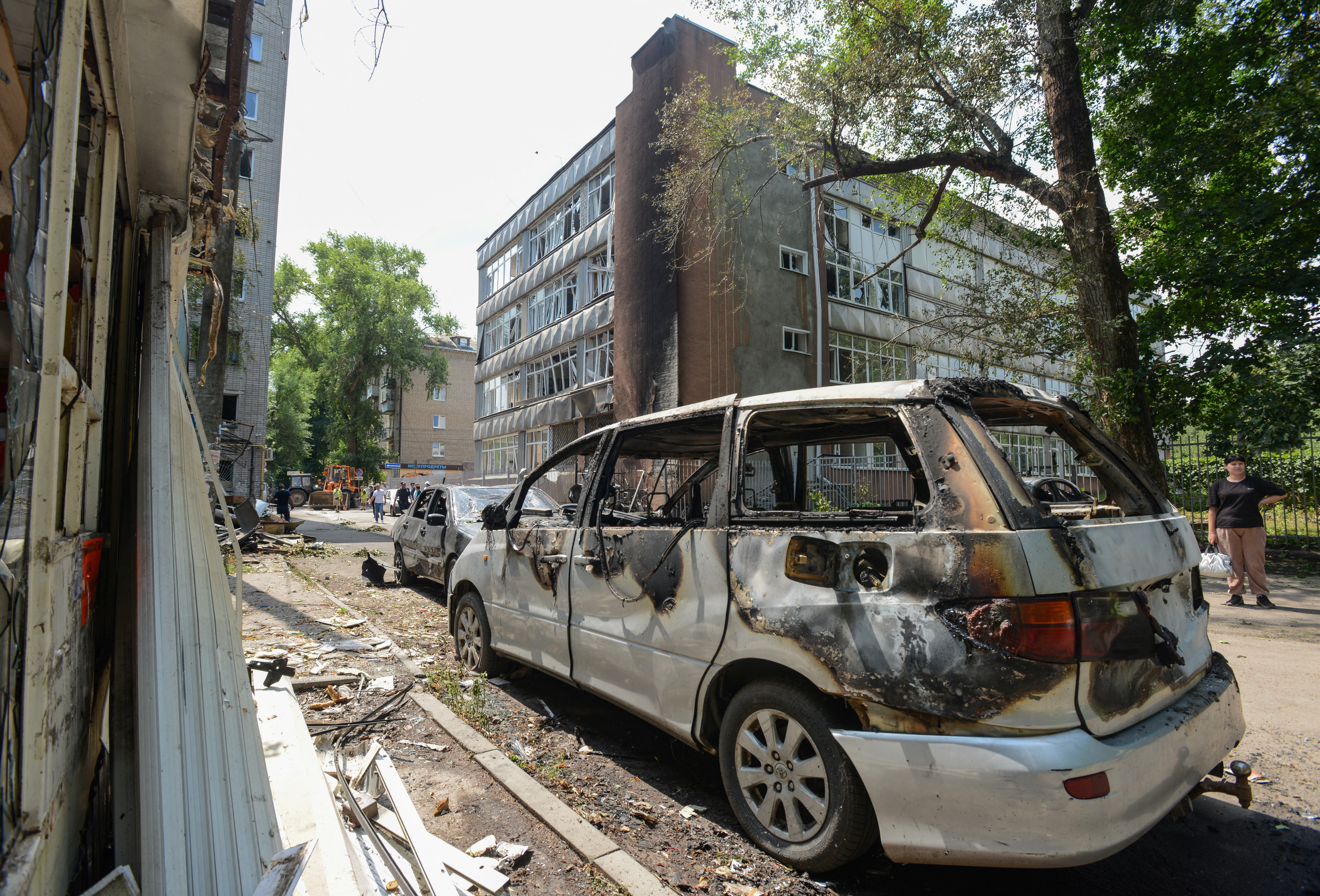 Aftermath of what authorities said was Ukrainian drone attack, in Voronezh