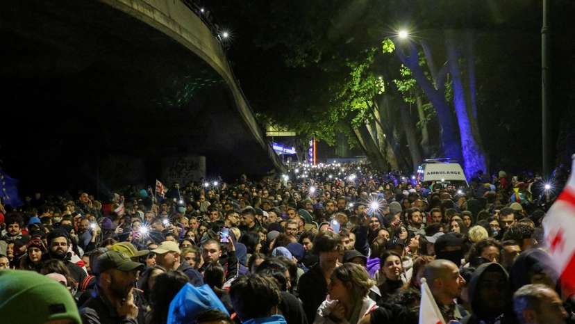 FILE PHOTO: Protest against a bill on "foreign agents" in Tbilisi