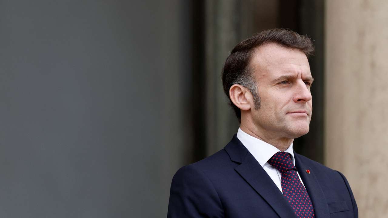French President Macron at the Elysee Palace in Paris