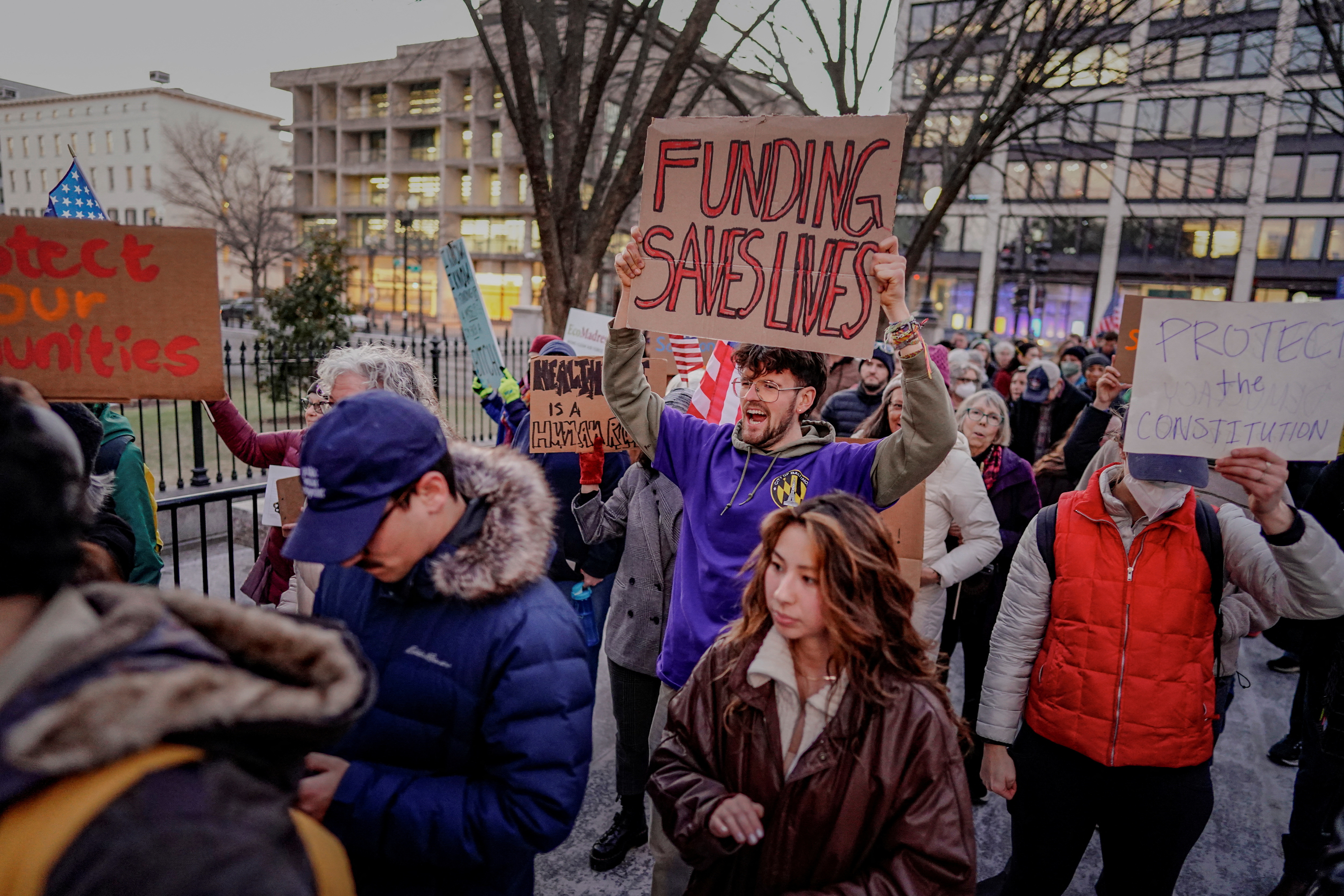 Rally in support of federal funding and in opposition to U.S. President Donald Trump's order to pause all federal grants and loans, in Washington