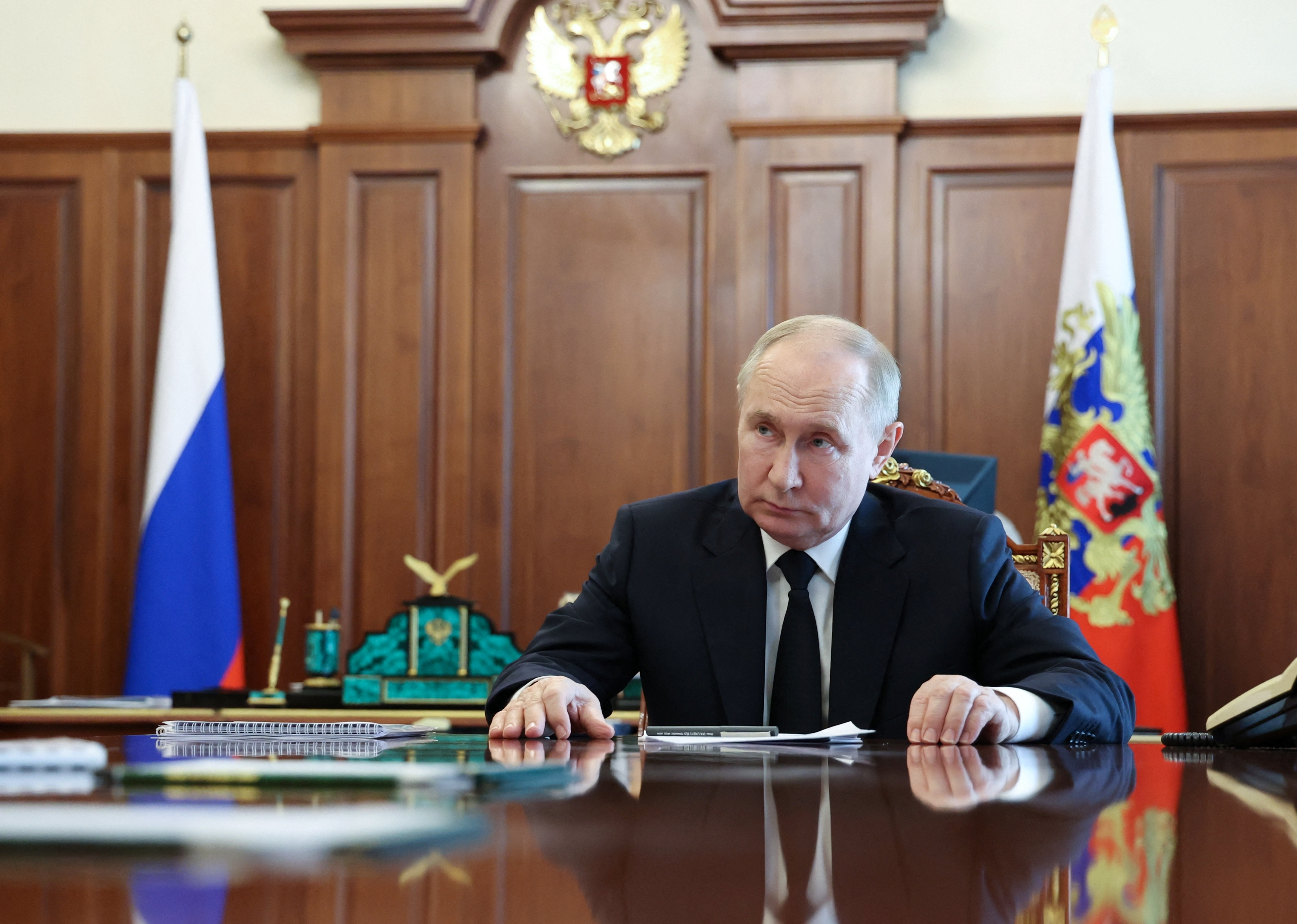 Russian President Putin attends a meeting in Moscow