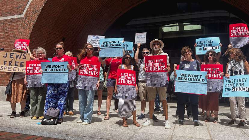 American Association of University Professors challenge Trump administration's arrest and deportation of pro-Palestinian campus activists, in Boston, Massachusetts