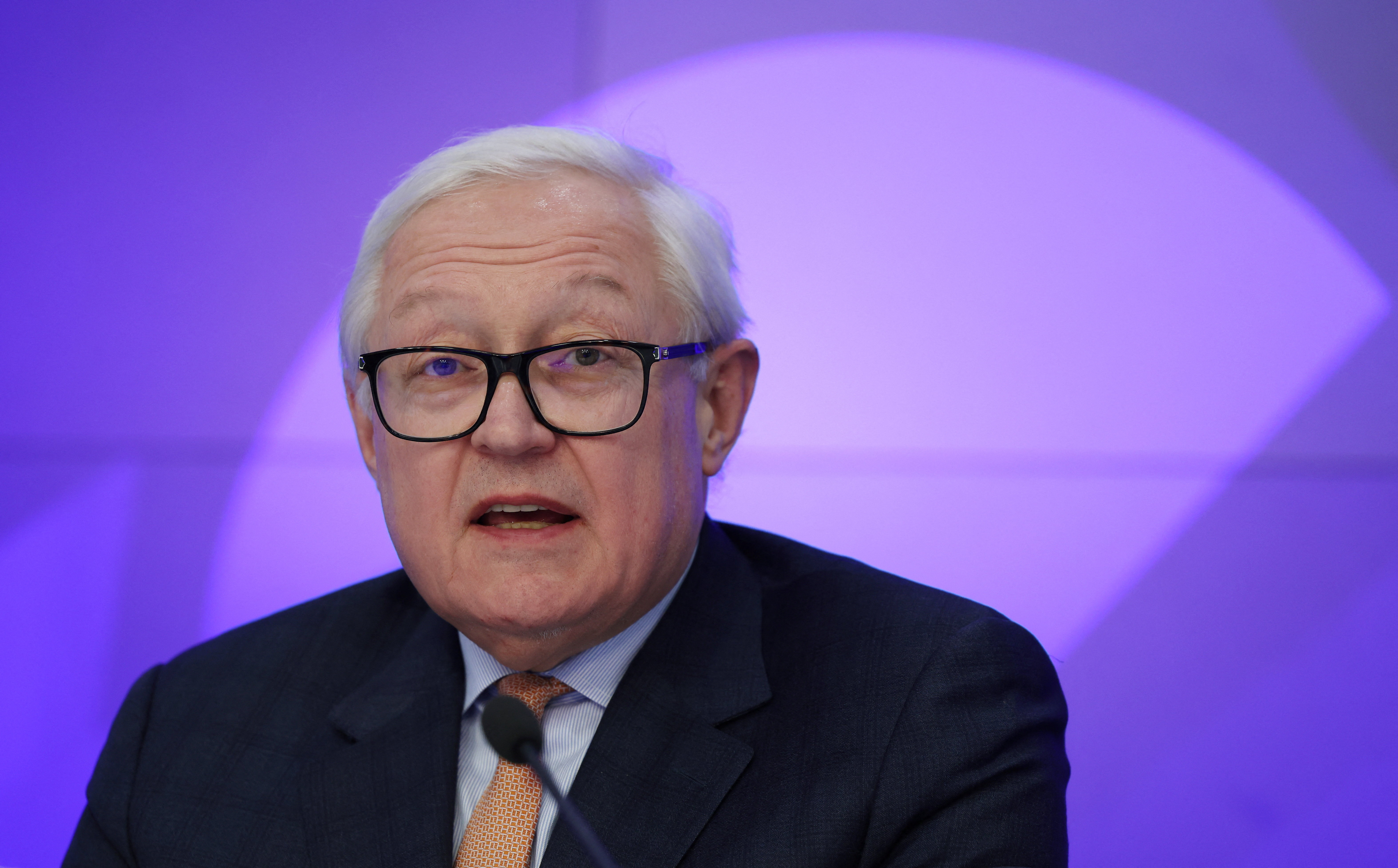 Russia's Deputy Foreign Minister Sergei Ryabkov holds a press conference in Moscow