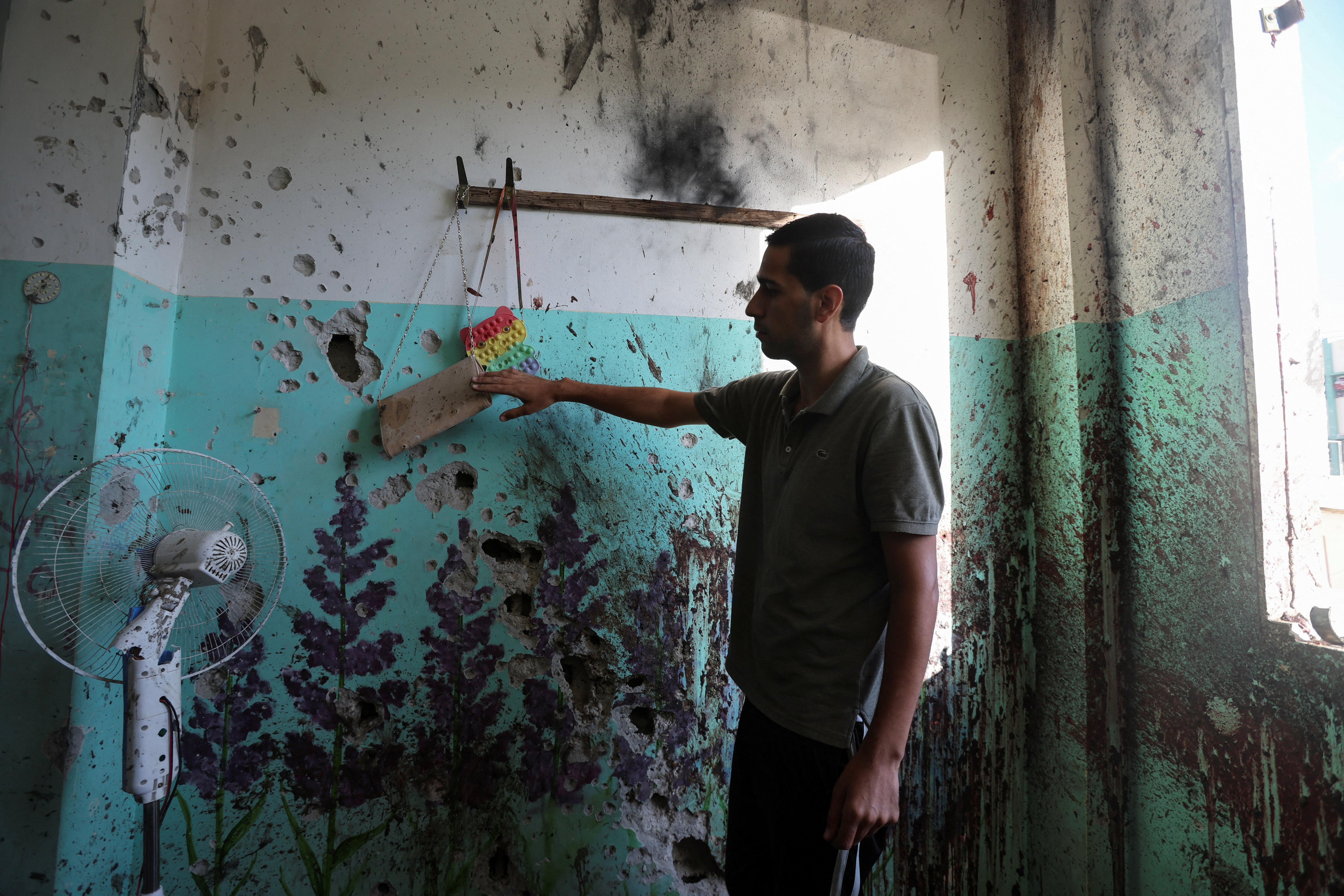 Site of an Israeli strike on a school sheltering displaced people, in Nuseirat in the central Gaza Strip