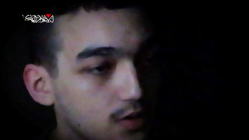 Edan Alexander an Israeli-American hostage kidnapped in the deadly October 7 2023 attack speaks in this still from a handout video