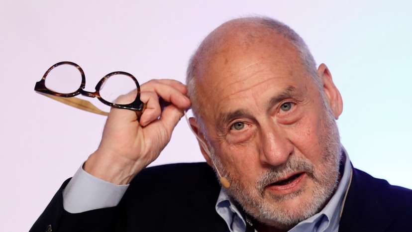 Nobel Prize-winning economist Joseph Stiglitz gestures during the World Congress of IEA in Mexico City
