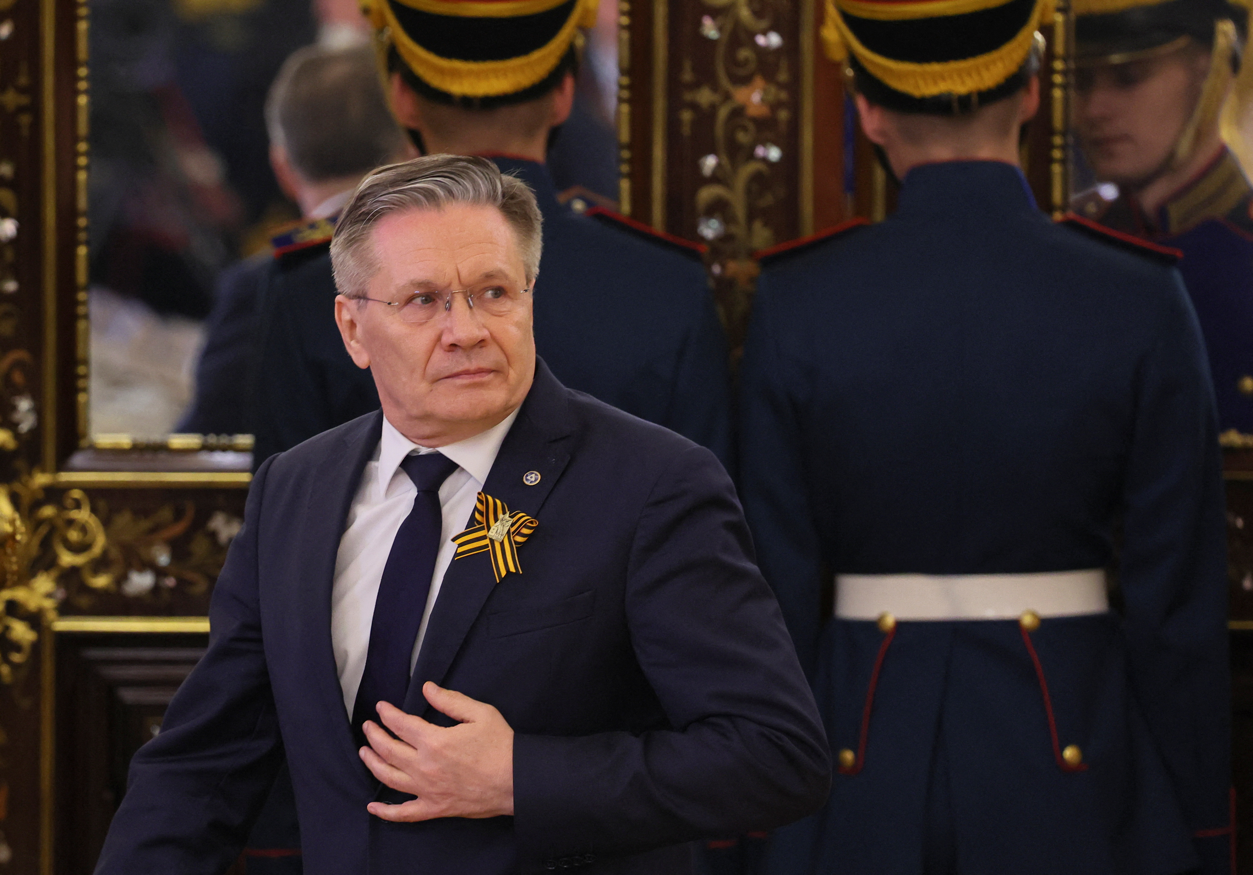 FILE PHOTO: Director General of the State Corporationo Rosatom Alexey Likhachev attends a meeting with President of Egypt Abdel Fattah el-Sisi at the Kremlin in Moscow