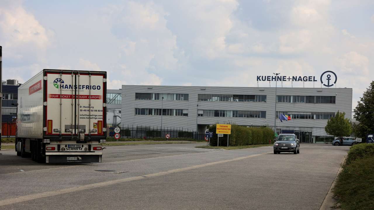 A view of a warehouse of Kuehne+Nagel, which houses U.S.-funded contraceptives worth nearly $10 million, in Geel