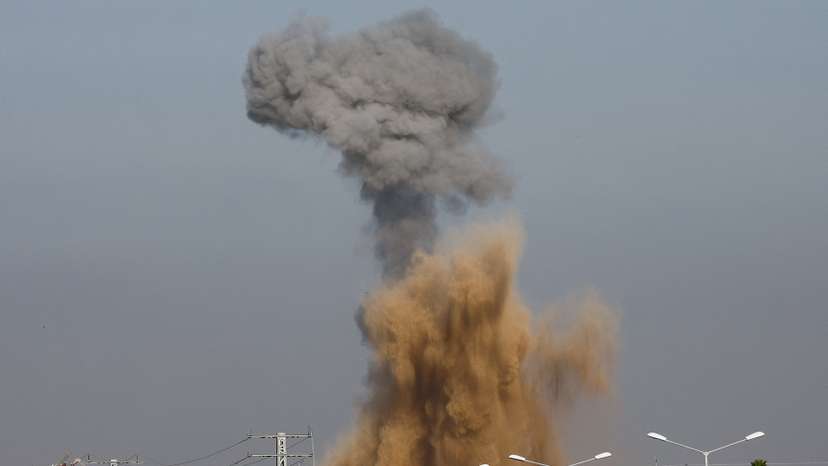 Smoke rises following Israeli strikes, as seen from Rafah