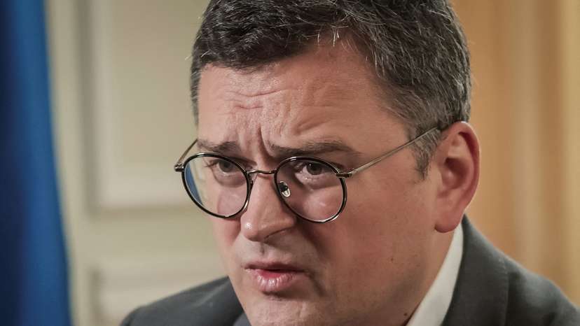 Ukrainian Foreign Minister Dmytro Kuleba speaks during an interview with Reuters in Kyiv