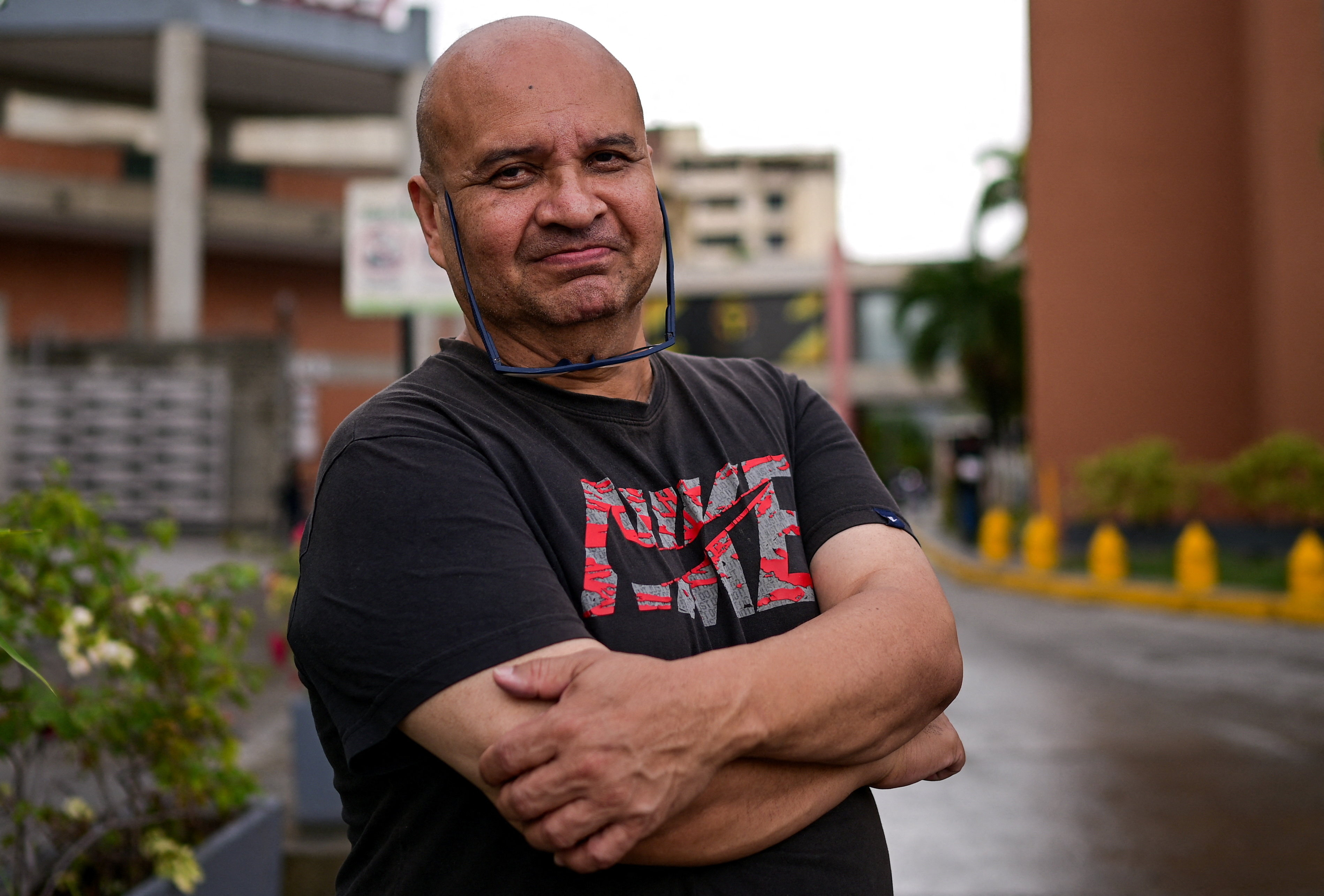 Roland Carreno poses for a photograph after being released from prison, in Guatire