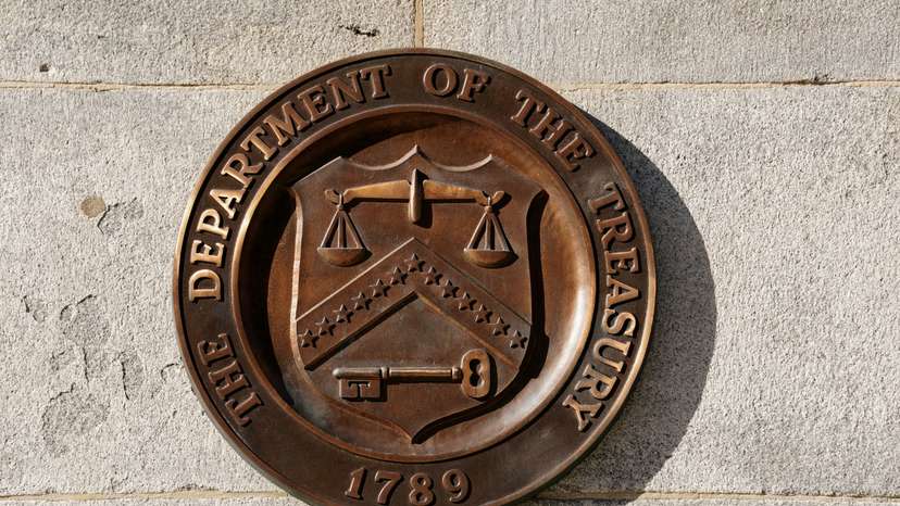 FILE PHOTO: The U.S Treasury building in Washington.