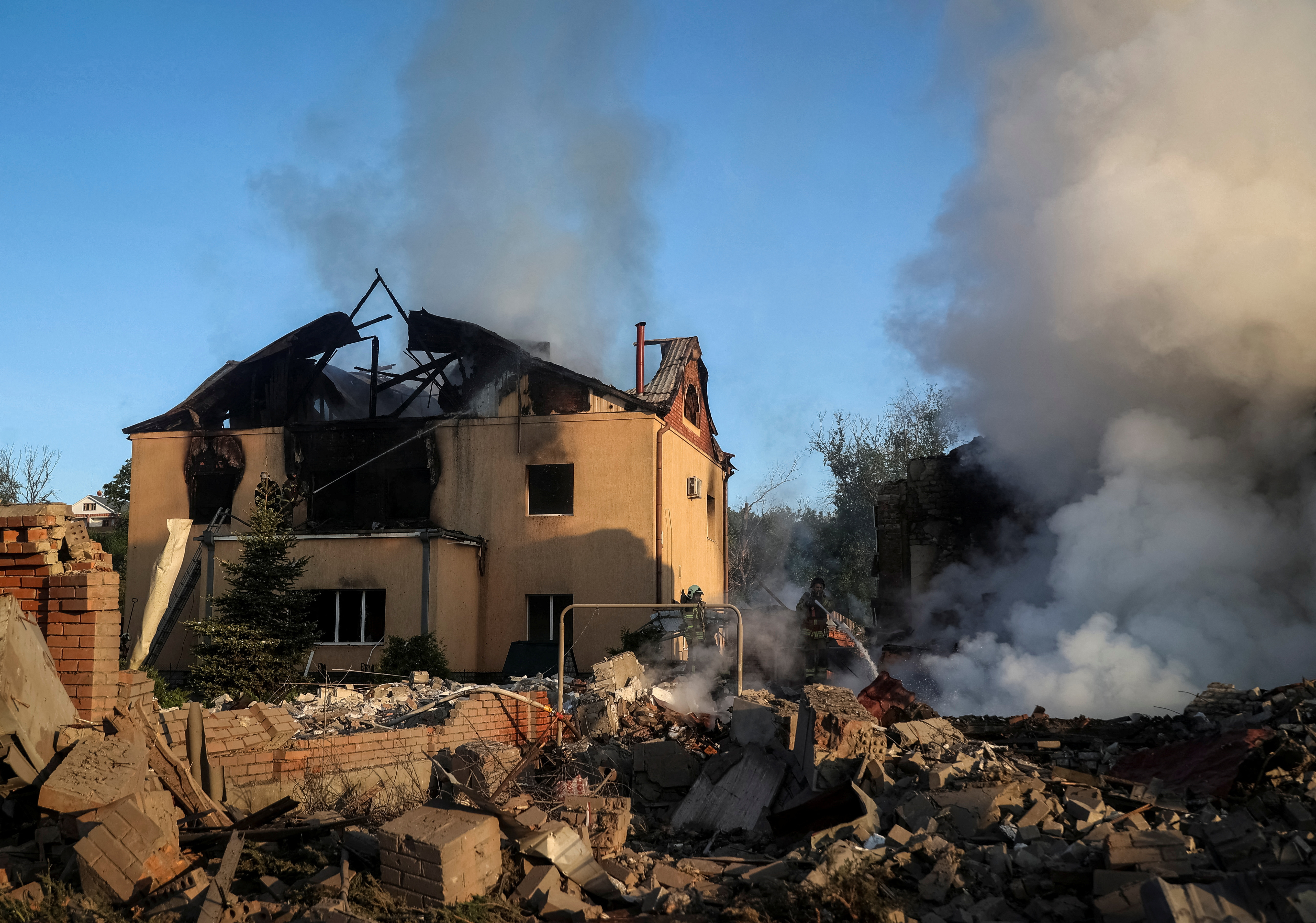 Aftermath of a Russian missile strike in Kharkiv