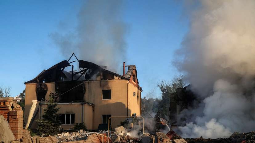 Aftermath of a Russian missile strike in Kharkiv