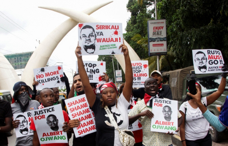 FILE PHOTO: Demonstration against the death of Kenyan blogger Albert Ojwang who died in police custody, in Mombasa