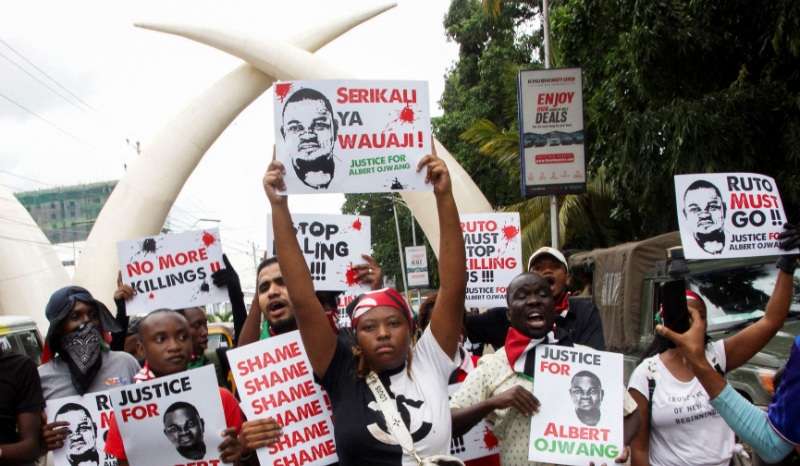 FILE PHOTO: Demonstration against the death of Kenyan blogger Albert Ojwang who died in police custody, in Mombasa