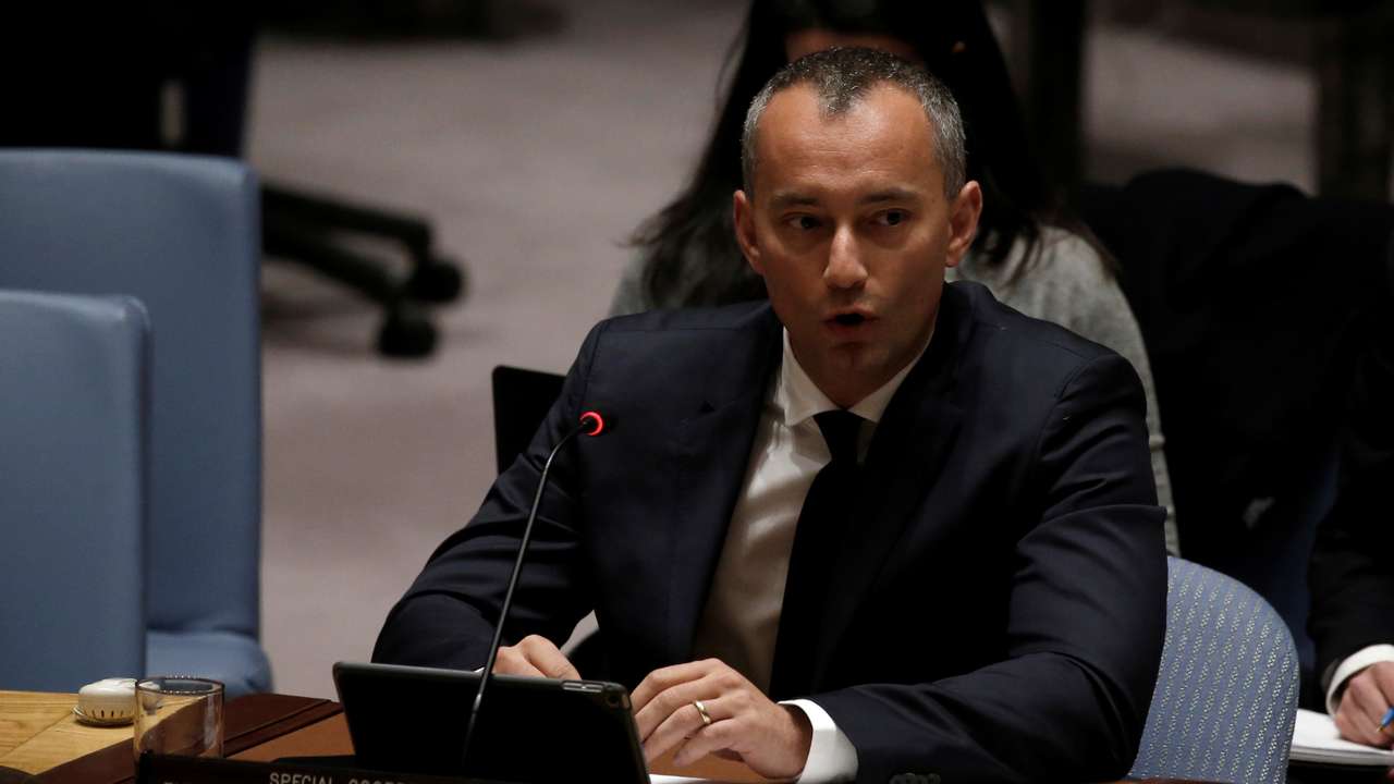 Nickolay Mladenov, U.N. Special Coordinator for the Middle East Peace Process, briefs the U.N. Security Council during a council meeting on the situation in the Middle East at U.N. headquarters in New York City