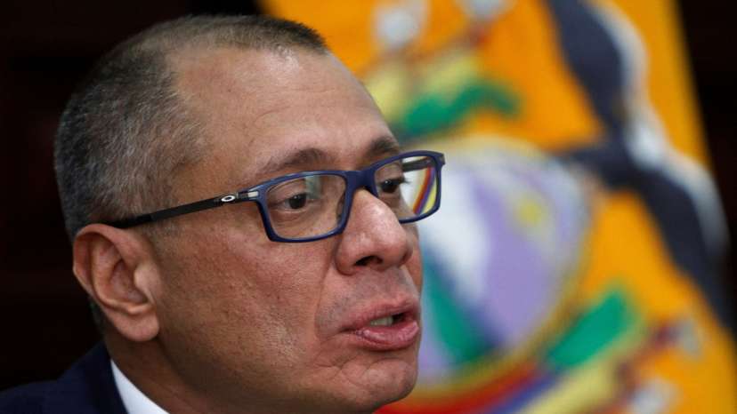 FILE PHOTO: Ecuador's Vice President Jorge Glas talks during an interview with Reuters at the Government Palace in Quito