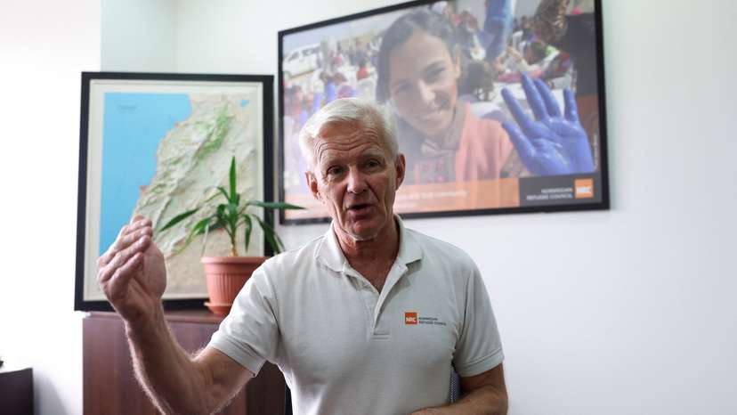Jan Egeland, Secretary-General of the Norwegian Refugee Council speaks during an interview with Reuters in Sin El Fil