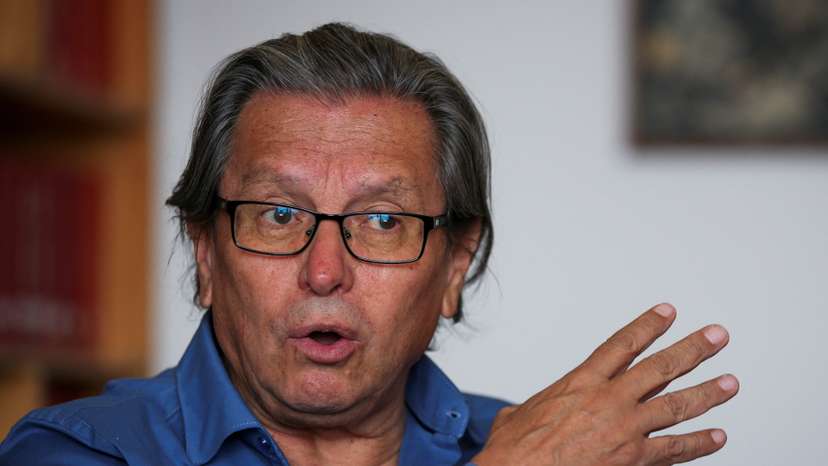 Armando Novoa, chief negotiator of the Colombian government in the peace talks with the dissident faction of the now-demobilized Revolutionary Armed Forces of Colombia (FARC), Segunda Marquetalia, speaks during an interview with Reuters in Bogota