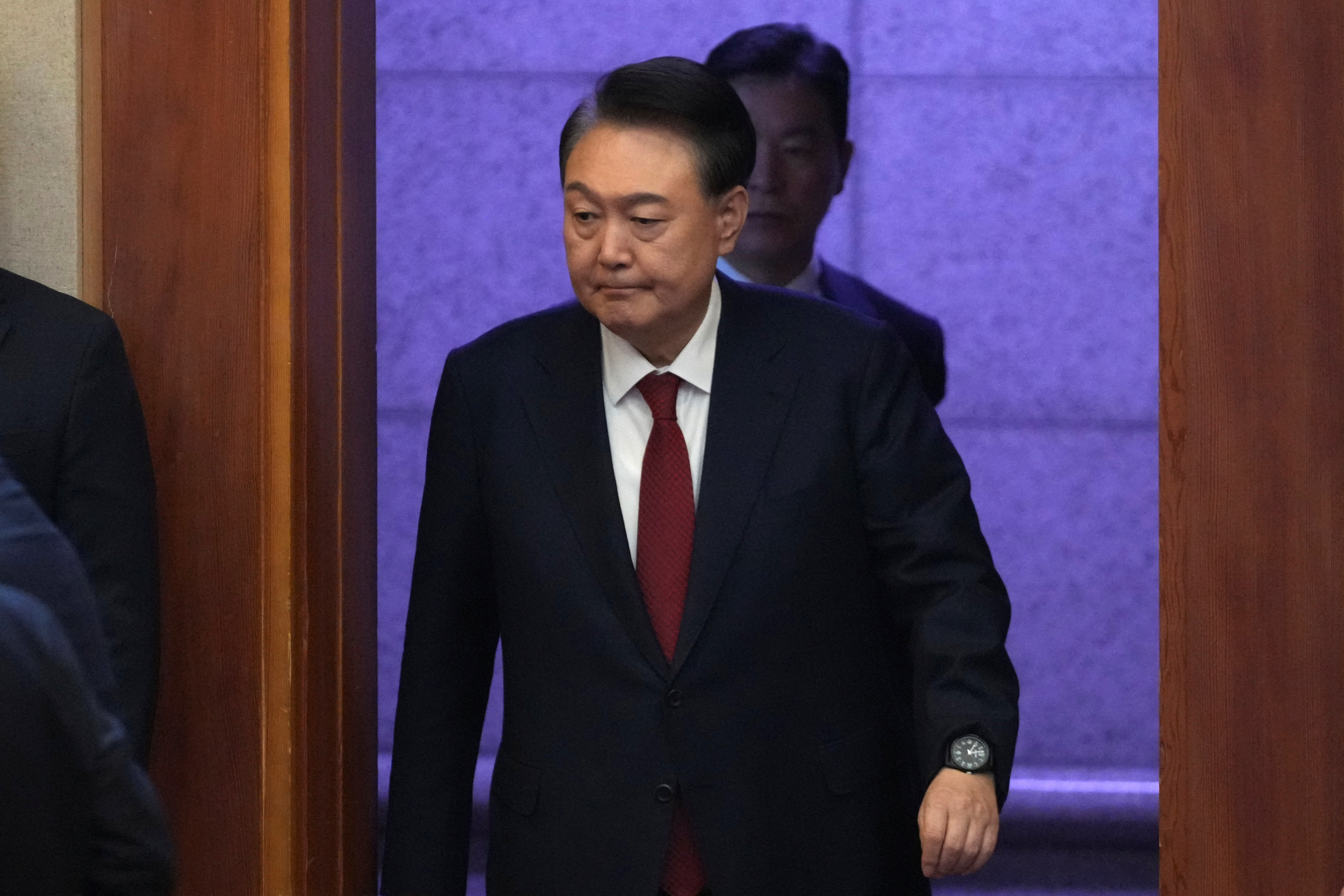 South Korea's impeached President Yoon Suk Yeol attends a hearing of his impeachment trial at the Constitutional Court in Seoul