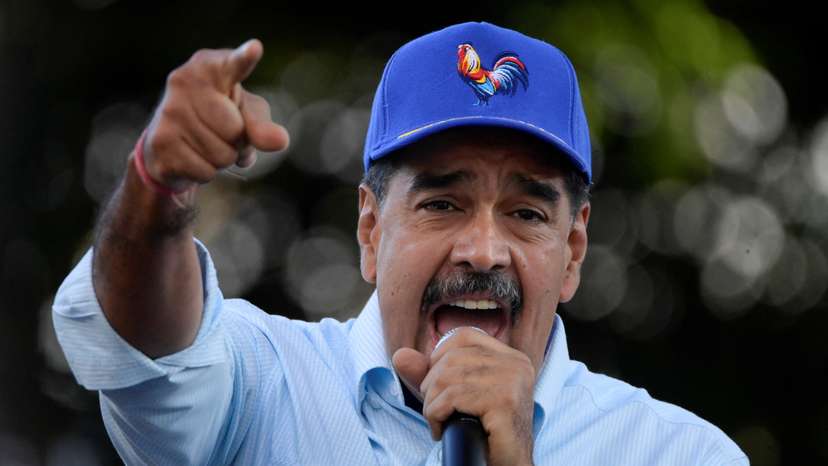 Venezuelan President Nicolas Maduro participates in a march in support of his victory in the July 28 elections, in Caracas