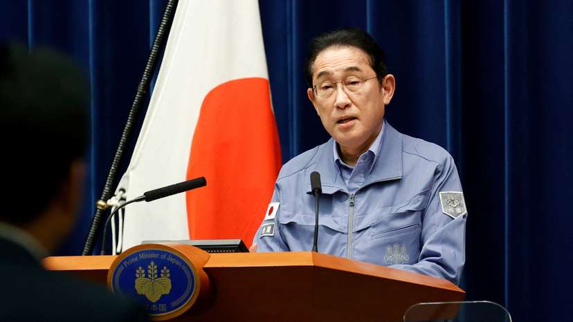 Japanese Prime Minister Fumio Kishida attends a press conference in Tokyo