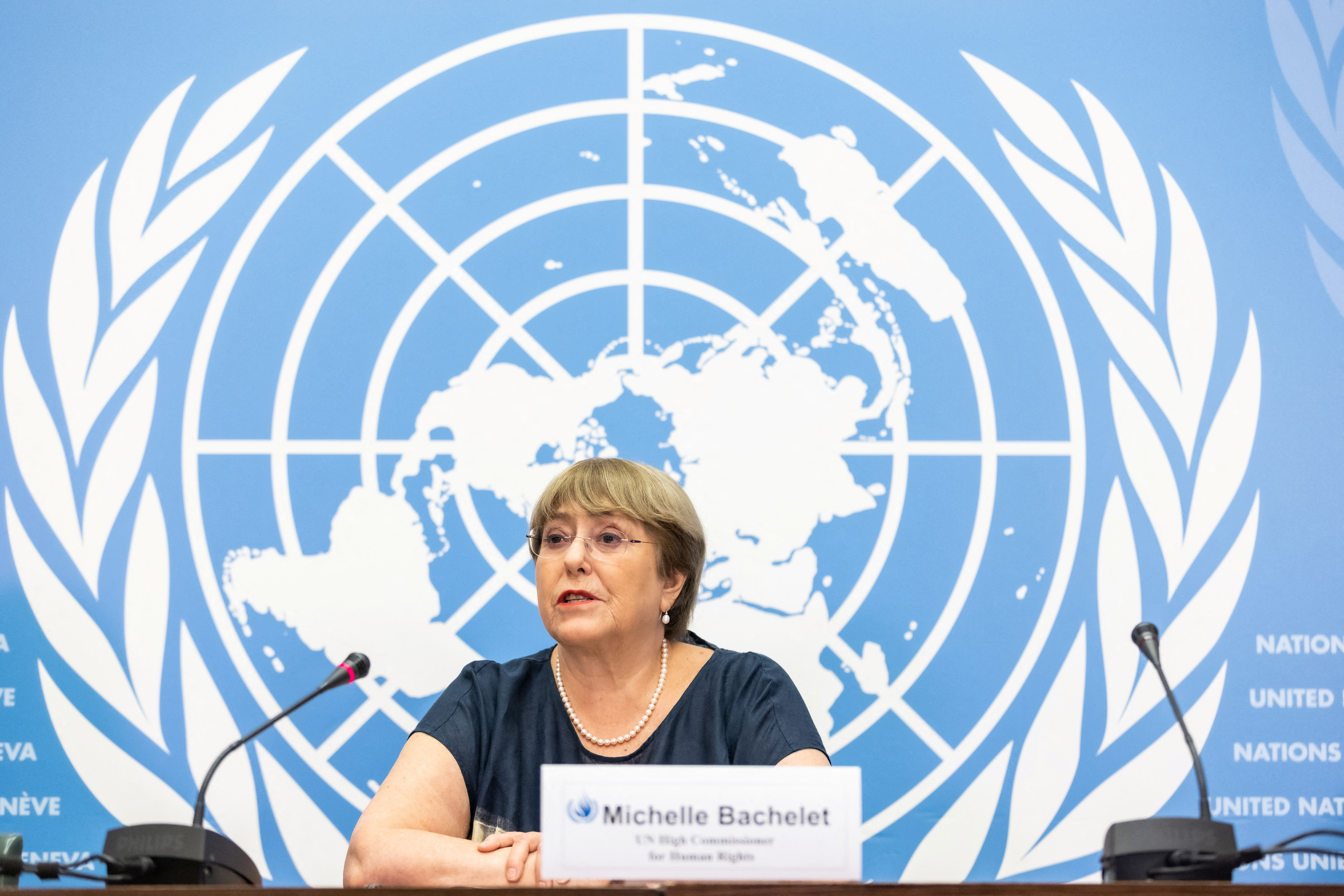 UN High Commissioner for Human Rights Michelle Bachelet attends her final news conference in Geneva