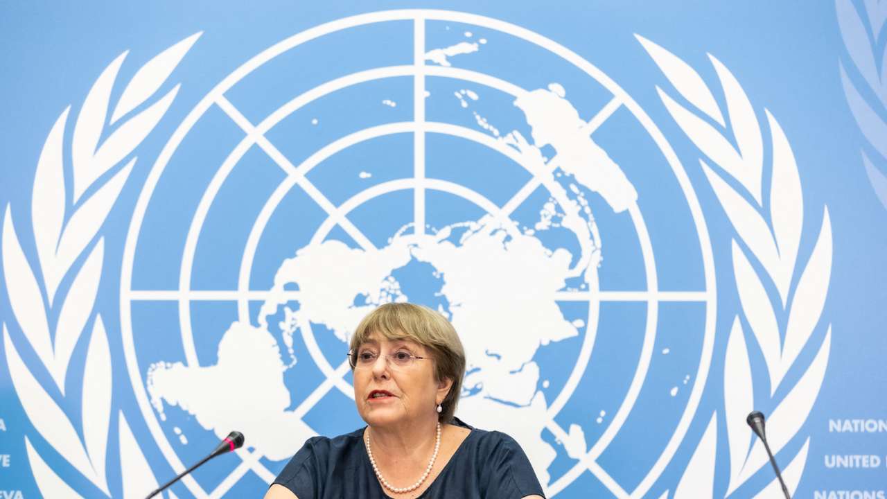 UN High Commissioner for Human Rights Michelle Bachelet attends her final news conference in Geneva