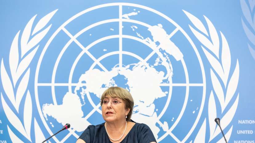 UN High Commissioner for Human Rights Michelle Bachelet attends her final news conference in Geneva