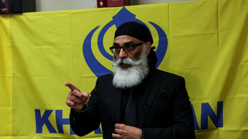 Gurpatwant Singh Pannun, a 56-year-old dual U.S.-Canadian citizen, speaks during an interview in New York City