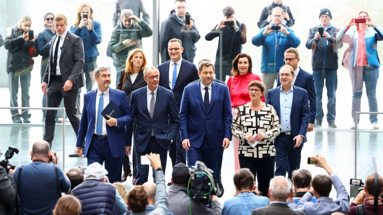 Press conference after CDU/CSU and SPD reached an agreement in coalition talks, in Berlin