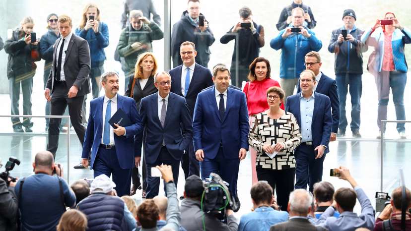 Press conference after CDU/CSU and SPD reached an agreement in coalition talks, in Berlin