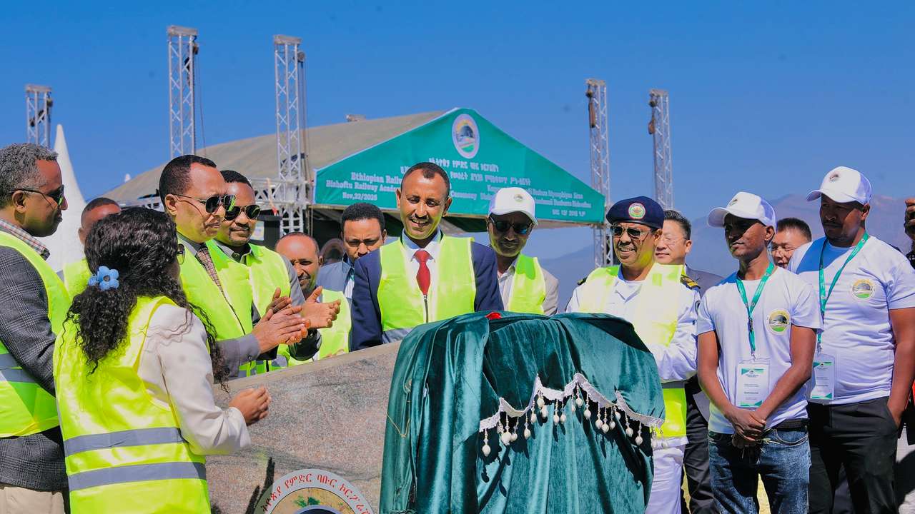 Officials of the Ethiopian Railways Corporation at the groundbreaking ceremony for the railway academy. Photo Credit: Ethiopian Railways Corporation's Facebook Page