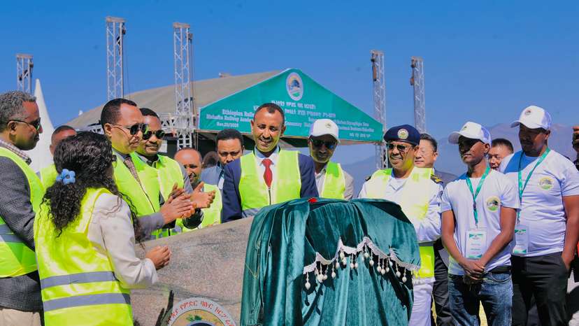Officials of the Ethiopian Railways Corporation at the groundbreaking ceremony for the railway academy. Photo Credit: Ethiopian Railways Corporation's Facebook Page