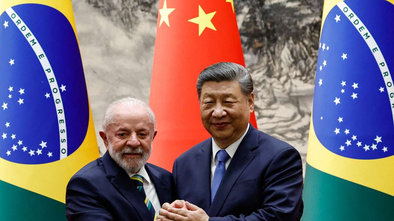 Chinese President Xi Jinping meets Brazil's President Luiz Inacio Lula da Silva in Beijing