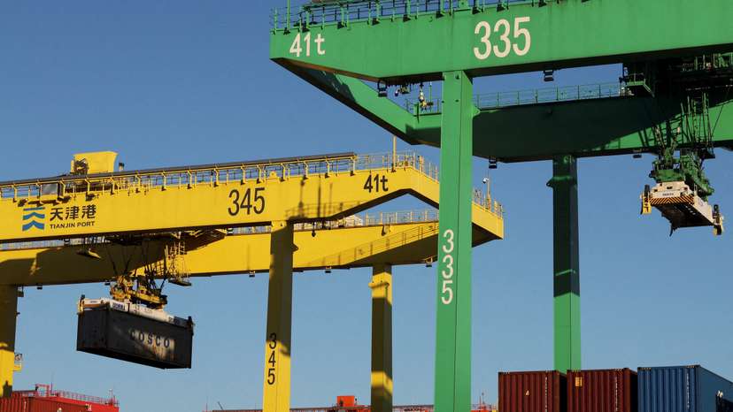 FILE PHOTO: Containers at a port in Tianjin