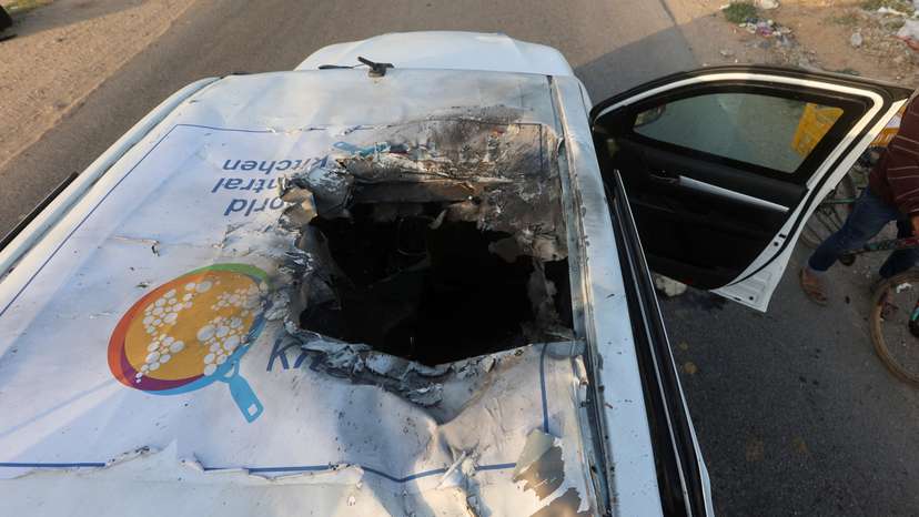 Site of a strike on WCK vehicle in central Gaza Strip