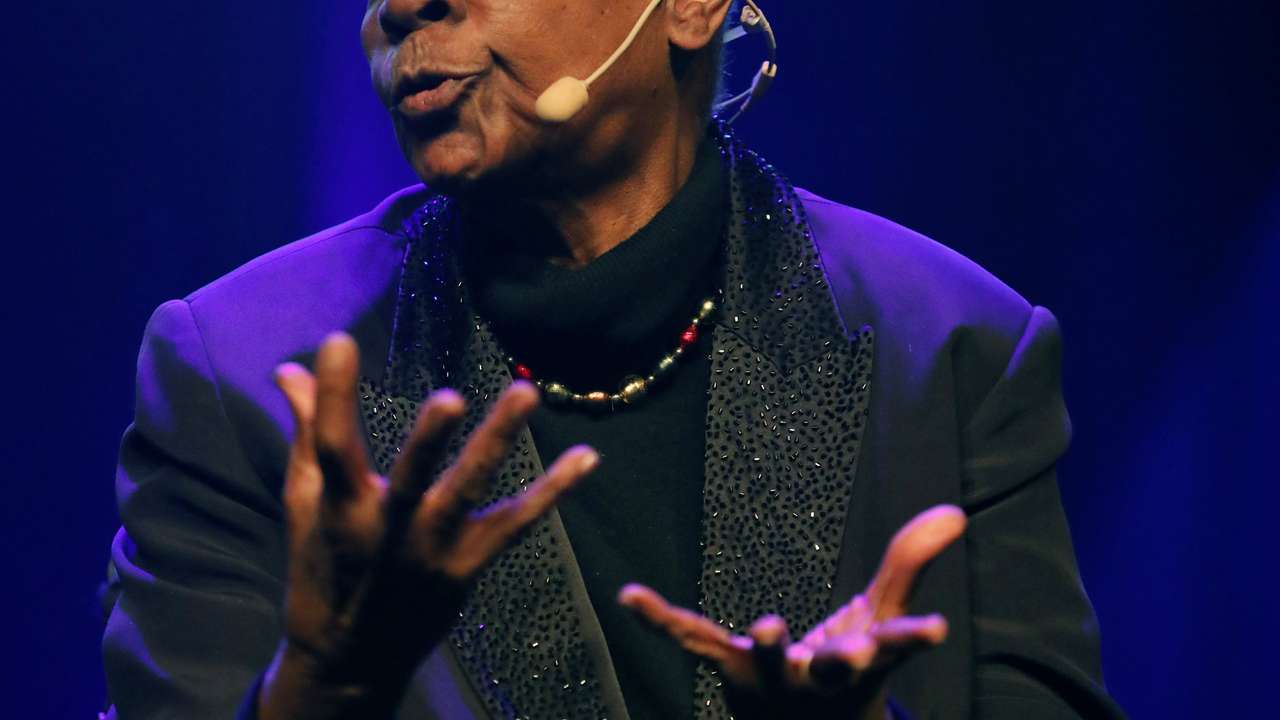 Writer Maryse Conde from Guadeloupe, winner of the New Academy's Prize in Literature, is seen during the ceremony in Stockholm