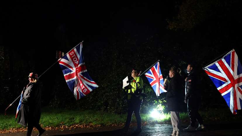 Anti-immigration protest in Horsham Britain