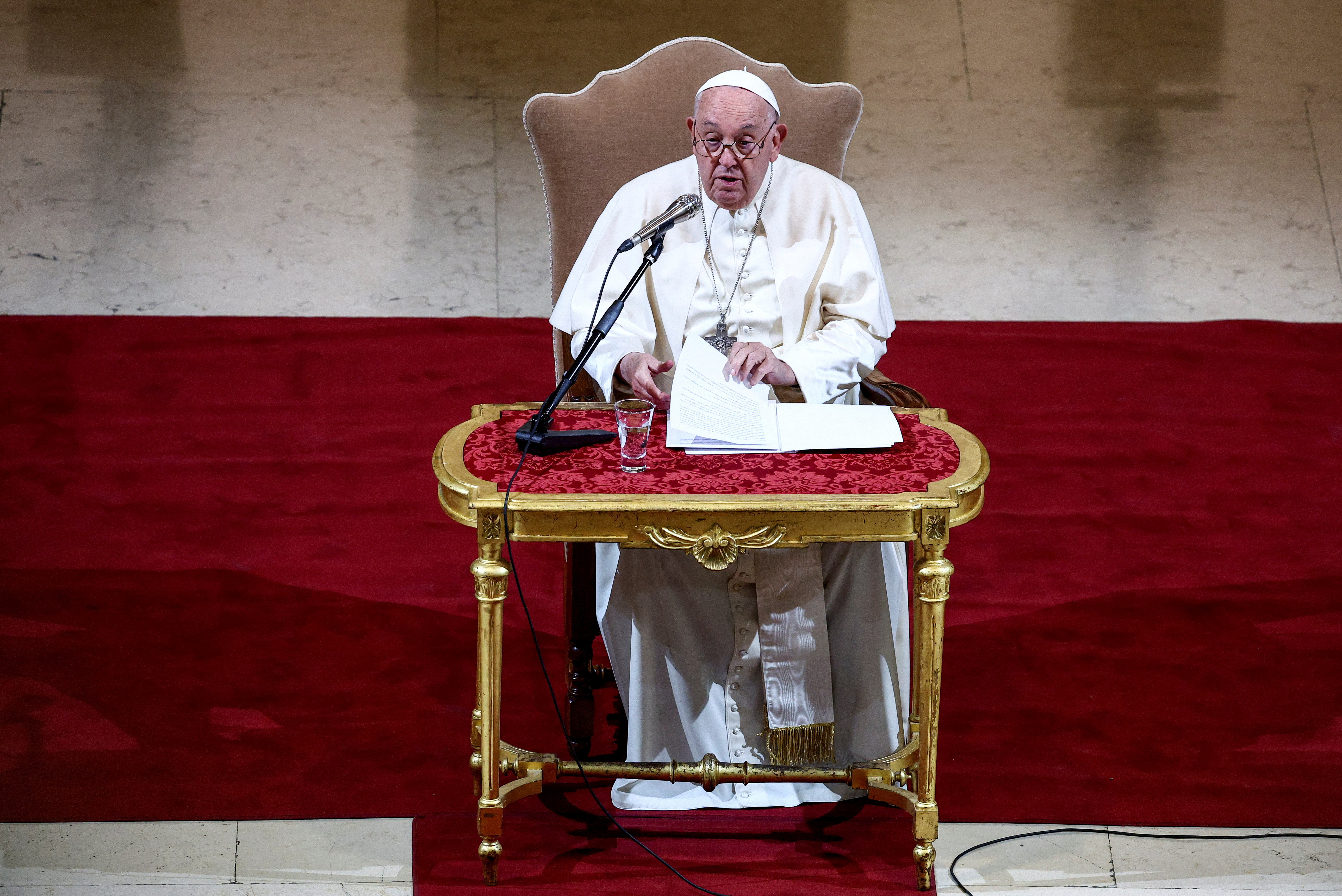 FILE PHOTO: Pope Francis meets the academic community of the Pontifical Gregorian University in Rome