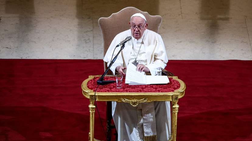 FILE PHOTO: Pope Francis meets the academic community of the Pontifical Gregorian University in Rome