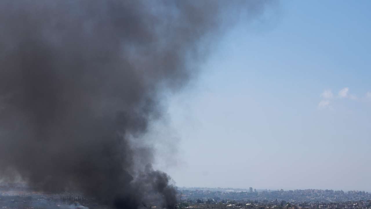 Smoke rises from Gaza, amid the ongoing conflict between Israel and Hamas, as seen from Israel