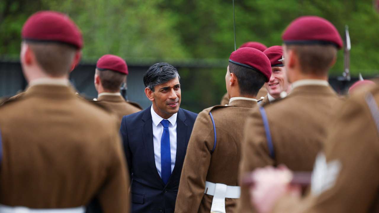 Britain's PM Rishi Sunak visits a military base in North Yorkshire