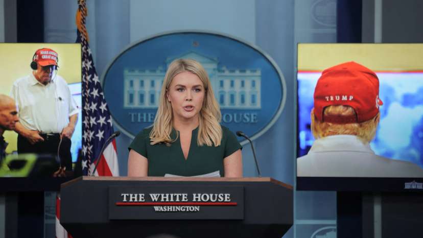 White House Press Secretary Leavitt speaks to members of the media at the White House