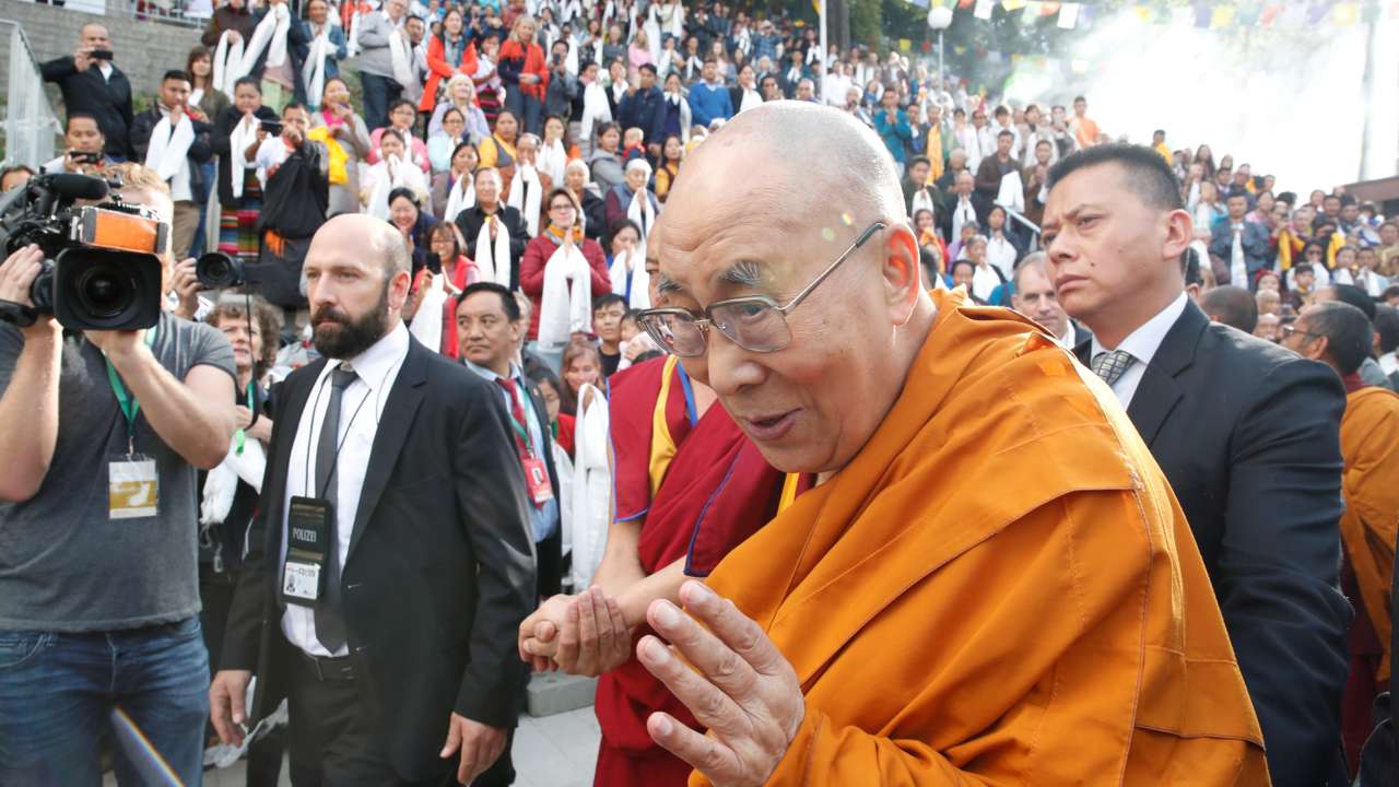 Tibetan spiritual leader the Dalai Lama arrives for his visit to the Tibet Institute Rikon in Rikon